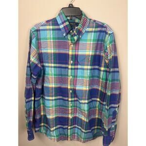 Ralph Lauren Men’s Button Up Long Sleeve Colorful plaid Medium Classic Fit